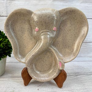 Vintage Holland Mold Painted Elephant Divided Plate Trinket Dish