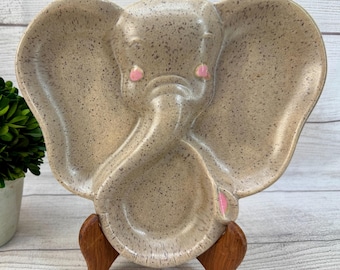 Vintage Holland Mold Painted Elephant Divided Plate Trinket Dish