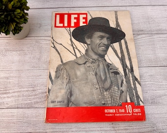 Life Magazine October 7, 1940 Gary Cooper Front Cover