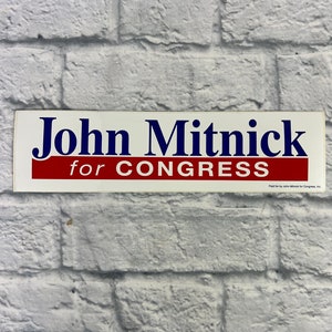 Vintage John Mitnick for Congress Campaign Bumper Sticker