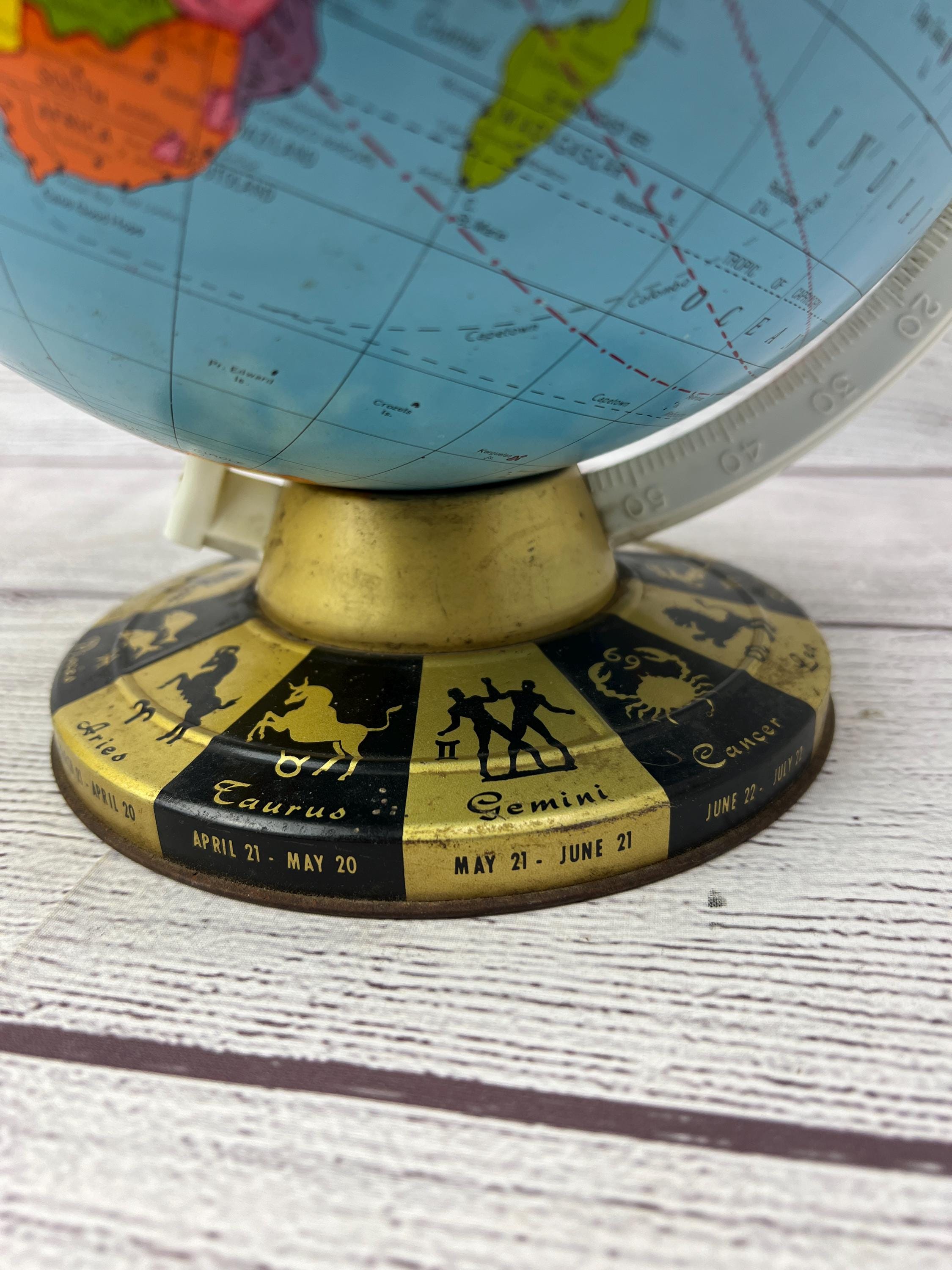 Vintage Ohio Art Globe With Zodiac Signs on Base - Etsy