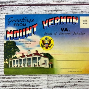 Vintage Mount Vernon Virginia Souvenir Linen Postcard Folder