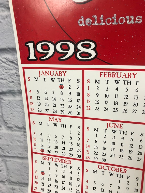 Vintage 1998 Coca-cola Wall Calendar - Etsy Vintage 1998 Coca-cola Wall Calendar - Etsy