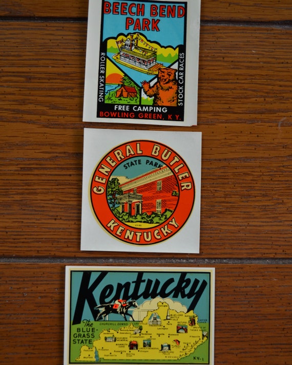 Three Kentucky Travel Decals Lindgren Turner And Decalomania Etsy
