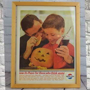 Framed Halloween Pepsi Ad from 1963 Life Magazine