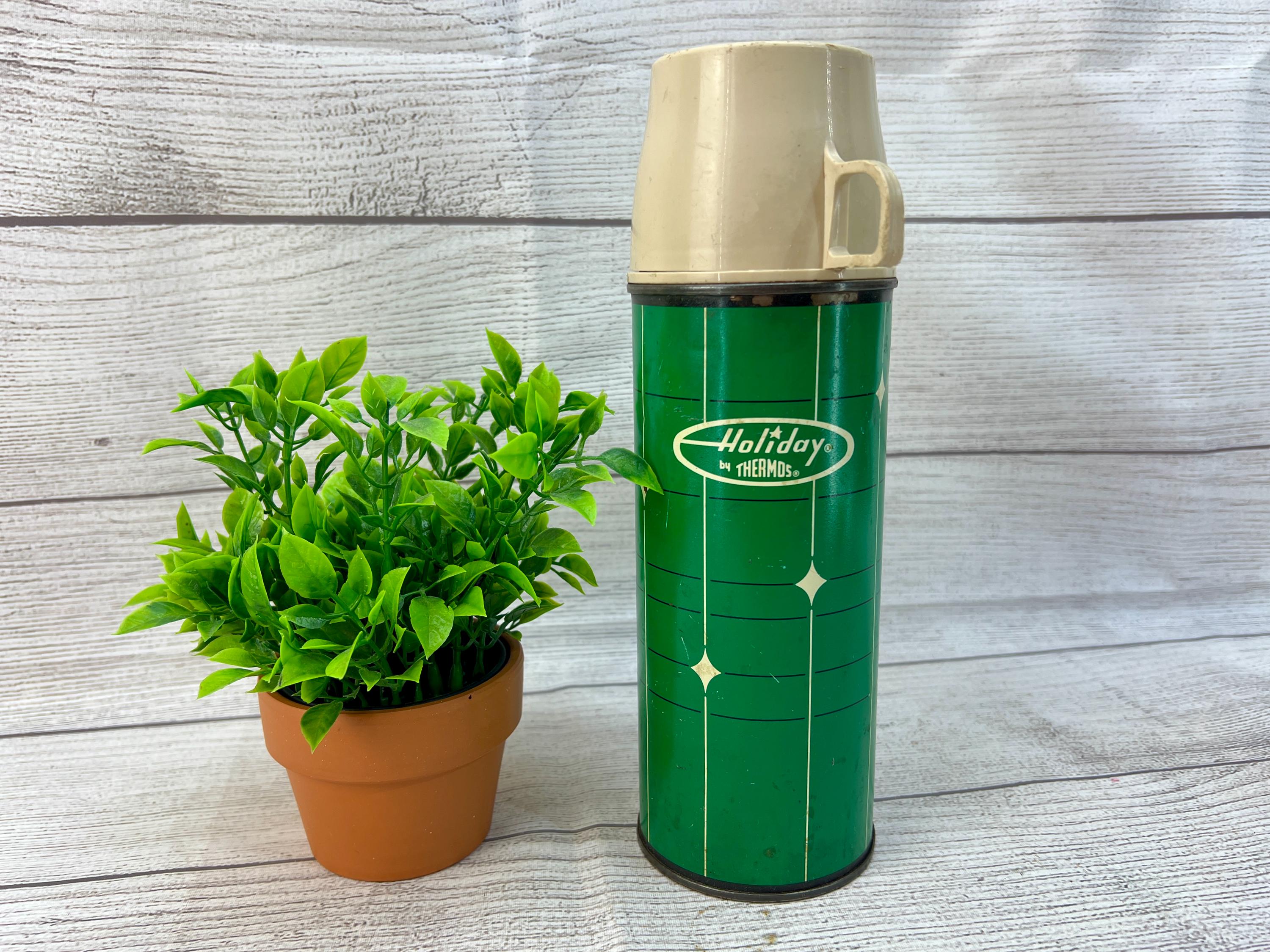 Vintage 1966 Green Holiday Metal Thermos - Etsy