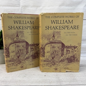 Vintage Complete Works of Shakespeare Hard Cover Book Club Edition Two Volumes