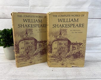 Vintage Complete Works of Shakespeare Hard Cover Book Club Edition Two Volumes