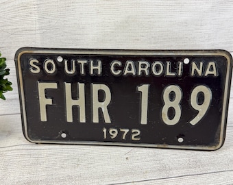 Vintage 1972 South Carolina Black White License Plate