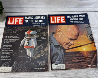 Lot of Two 1962 Life Magazines John Glenn and Man's Journey to the Moon
