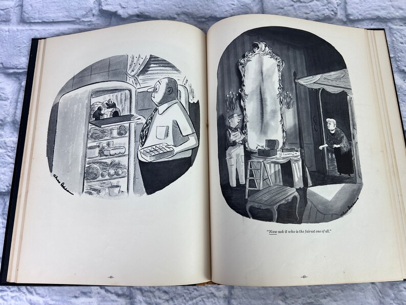 May include: A black and white cartoon illustration of a man looking into a refrigerator. The refrigerator is full of food. The man is holding a plate of food. The caption below the image reads "Now ask it who is the purest one of all."