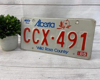 Vintage 1980s Alberta Canada Wild Rose Country Car License Plate
