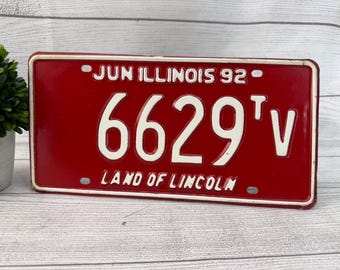 Vintage 1992 Land of Lincoln Illinois License Plate
