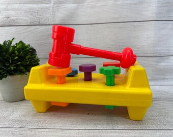 Vintage 1980s Fisher Price Tap and Turn Bench with Hammer (#2305)