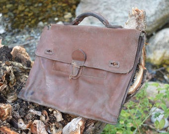 Schwere Distressed Schule - Schüler - Tasche Rechtsanwalt Tasche - Messenger Tasche - alte Schule - Ledertasche - College - Buch - Lehrer Tasche