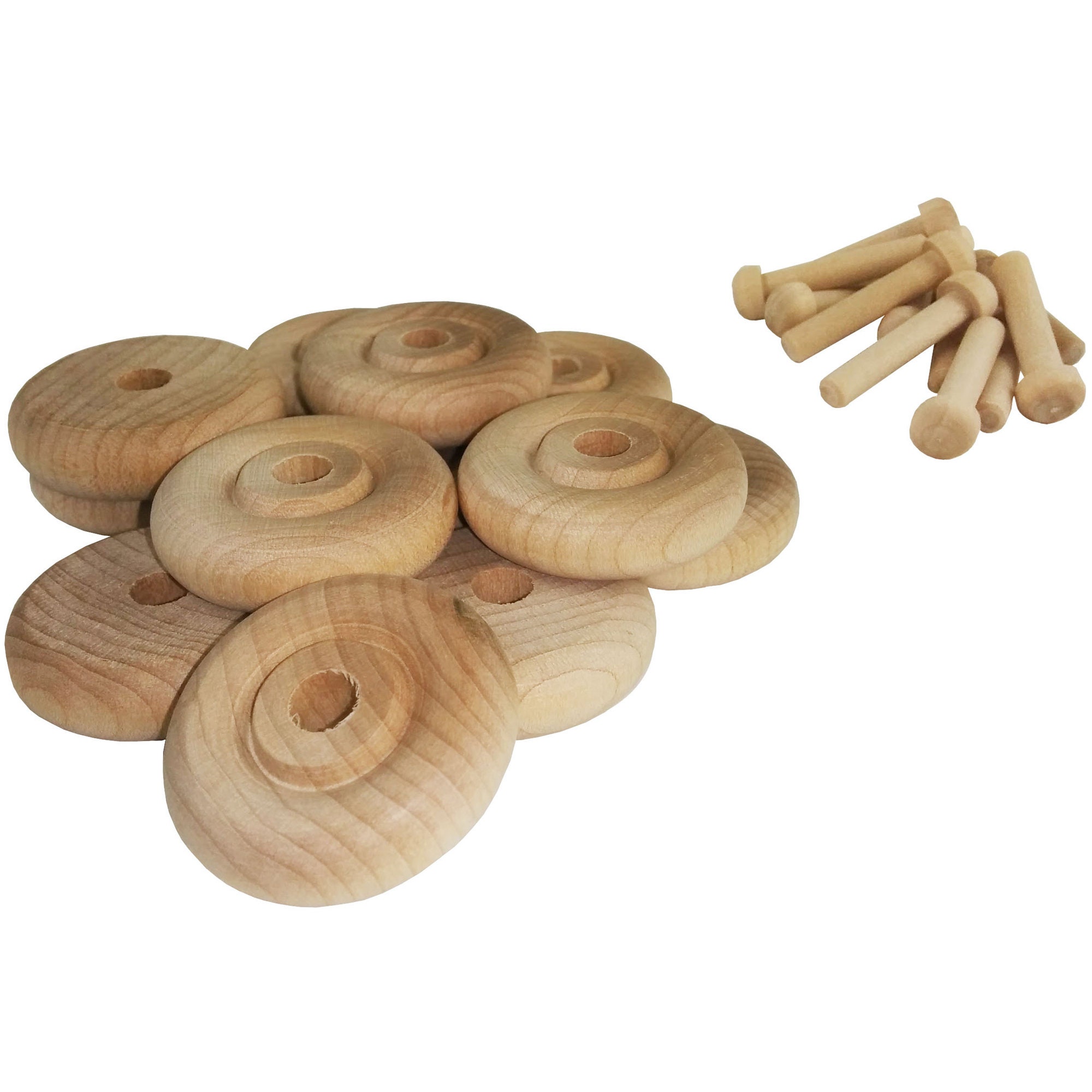 Wooden Toy Wheels and Axle Pegs for Craft Projects - Made in the USA