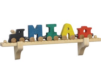 Personalized Bright NameTrains with Wall Mount Track (3-10 Letters)