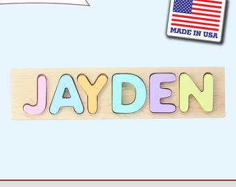 Solid Wood Pastel Name Puzzle Up to 12 Letters
