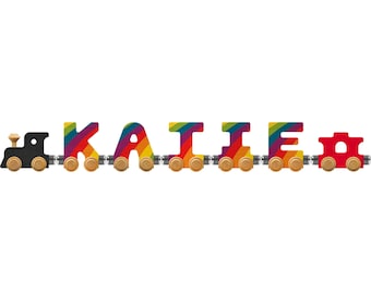 Personalized Rainbow Print NameTrains (3-10 Letters)
