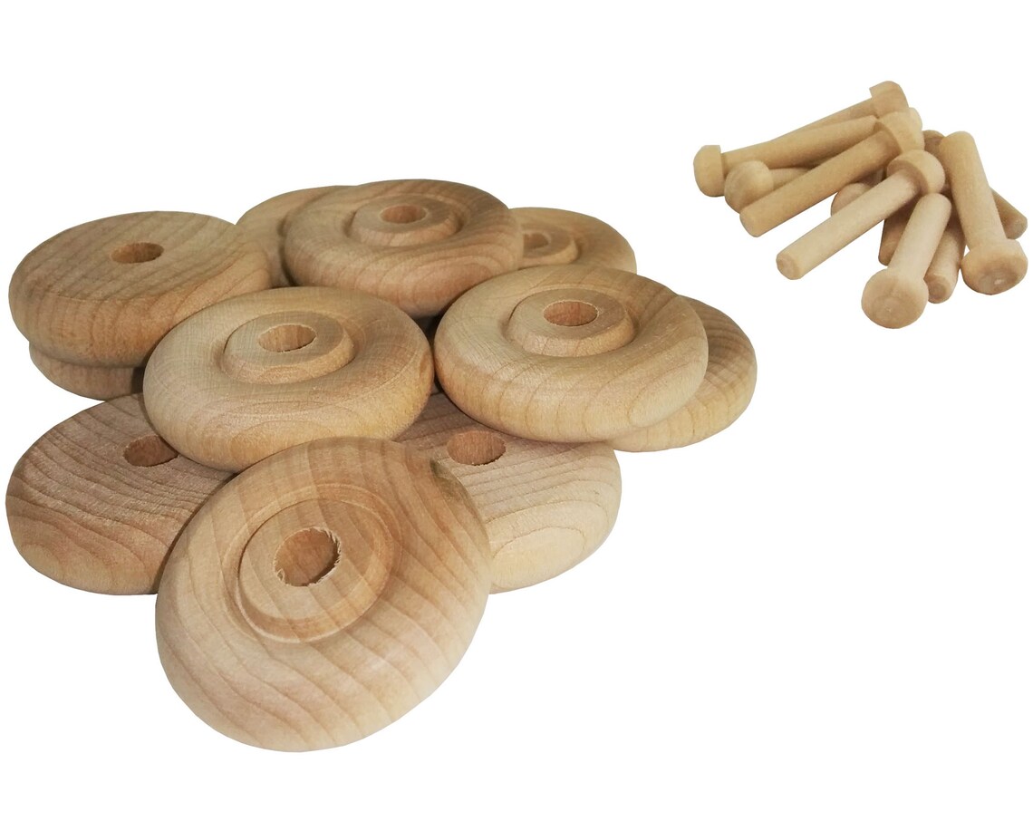 Wooden Toy Wheels and Axle Pegs for Craft Projects Made in Etsy