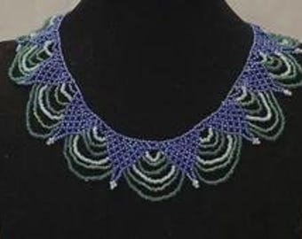 Vintage Miriam Haskell Or Style Egyptian Revival Bib Necklace: Multistrand Glass Beads, Fringe Detail, Revival Jewelry Statement Choker
