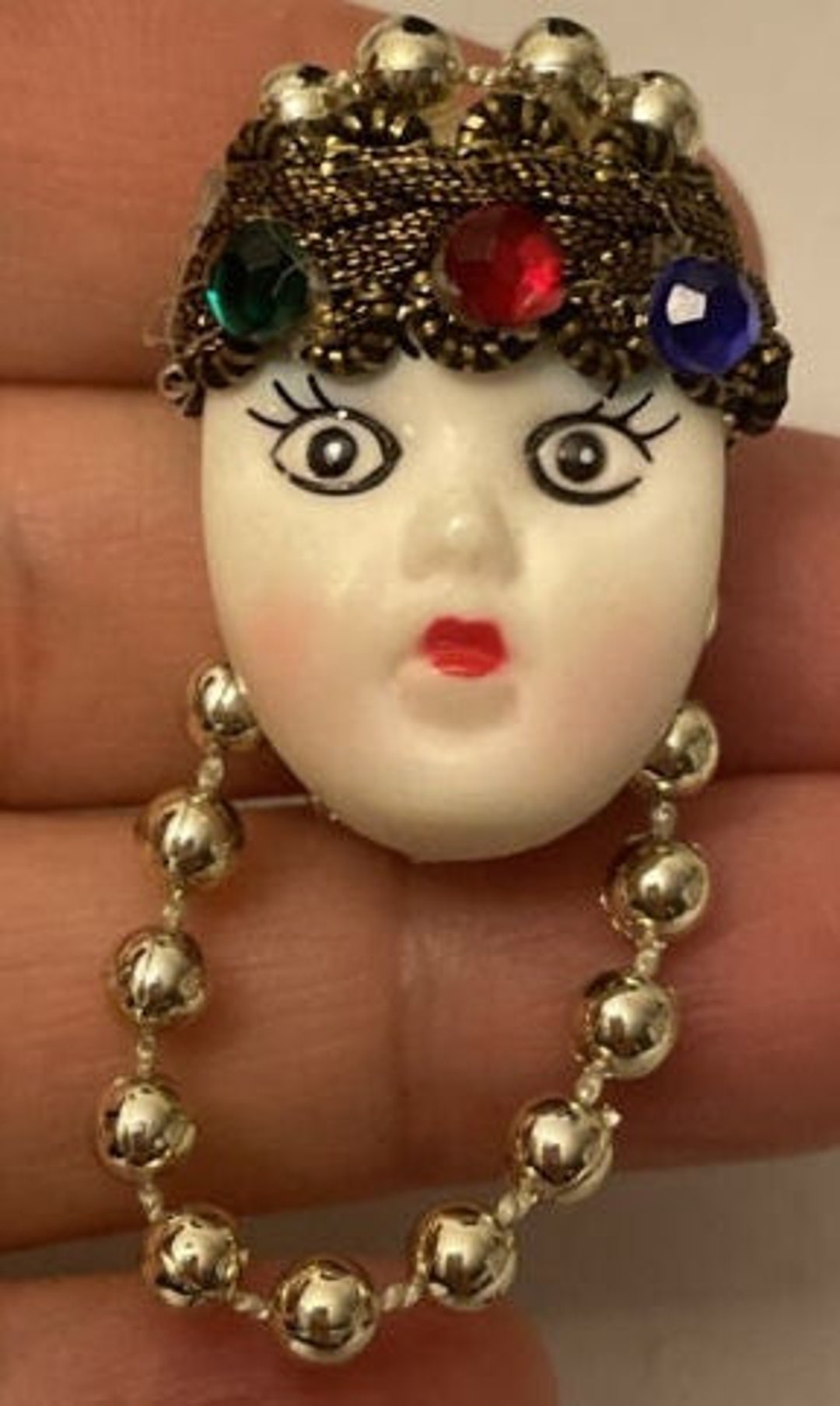 Vintage Lady Brooch Flapper Girl Jewelry VTG Faux Pearl Art Etsy