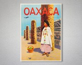 Oaxaca, Mexica Vintage Travel Poster - Poster Paper, Sticker or Canvas Print Gift Idea