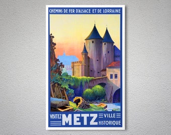 Vintage French Railways Metz Tourism Poster Print A3//A4