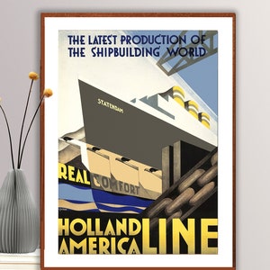 Holland America Line, Statendam  Vintage Travel Poster - Poster Paper or Canvas Print / Gift Idea