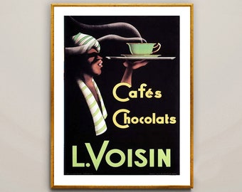 Cafés Chocolats L. Voisin Vintage Food&Drink Poster - Papel de póster o impresión de lienzo / Idea de regalo