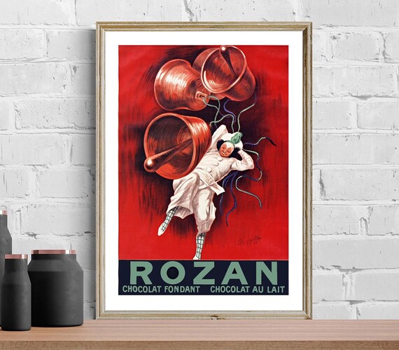 チョコットランド　ポスター Rozan Chocolat Fondant Poster: Leonetto Cappiello Vintage Print - Etsy