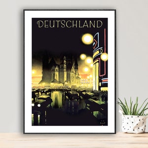 Deutschland Vintage Travel Poster - Poster Paper or Canvas Print / Gift Idea