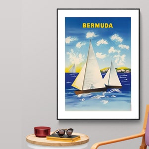 Bermuda Vintage Travel Poster - Poster Paper or Canvas Print / Gift Idea / Wall Decor