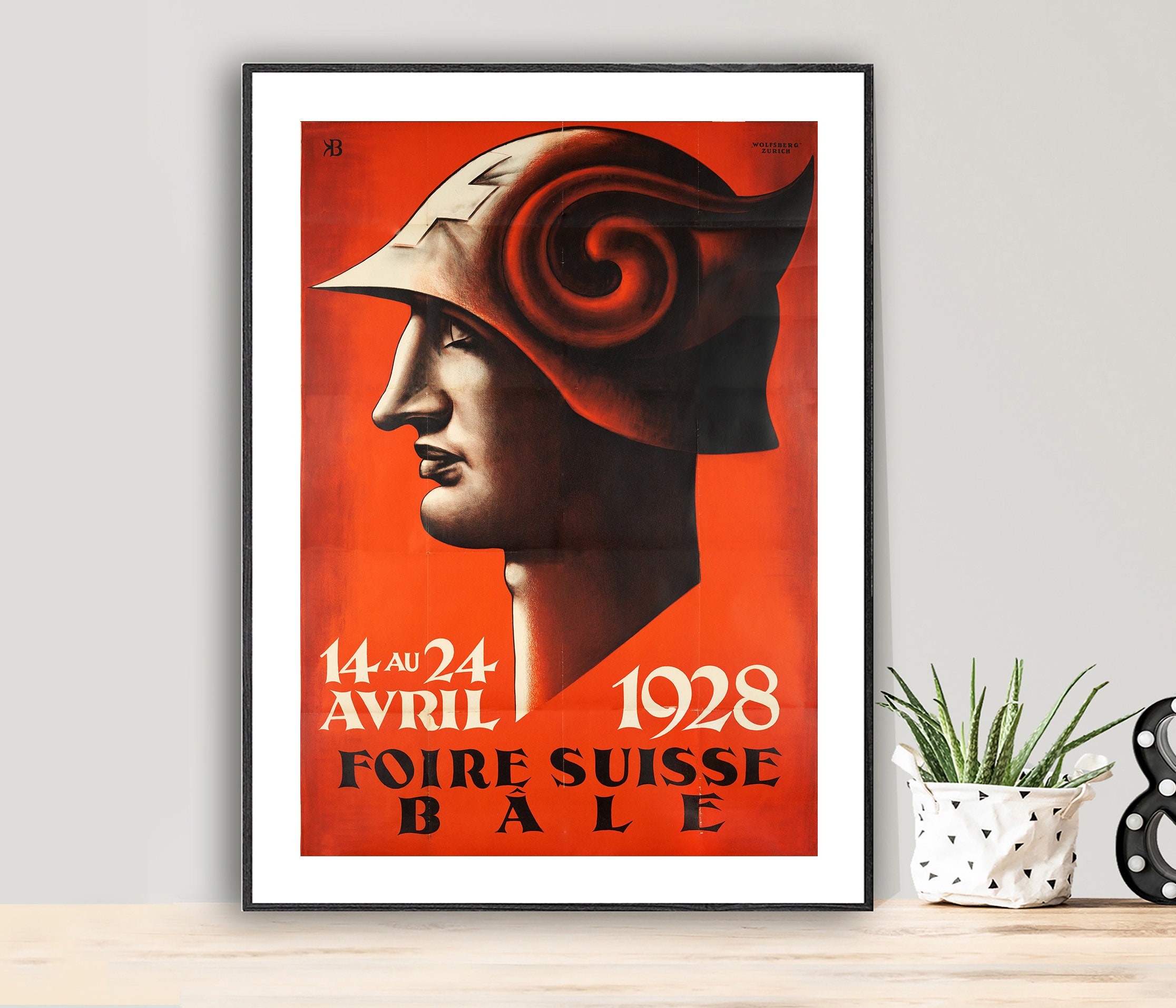 Foire Suisse Bale, 1928  Vintage Poster - Poster Paper, Canvas Print / Gift Idea / Wall Decor