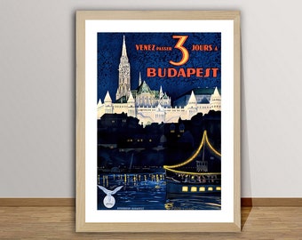 Budapest Hungary Vintage Travel Poster - Vintage Art Collections, Travel Ads, Decorative Art, Wall Art, Wall Decor