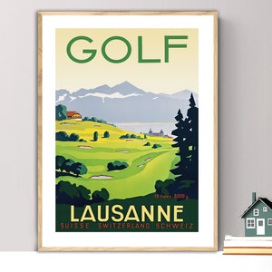 Golf Lausanne Vintage Travel Poster - Poster Paper or Canvas Print / Gift Idea / Wall Decor