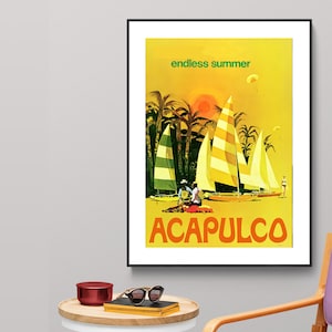 Acapulco Endless Summer, Mexico Vintage Travel Poster - Poster Print or Canvas Print / Gift Idea