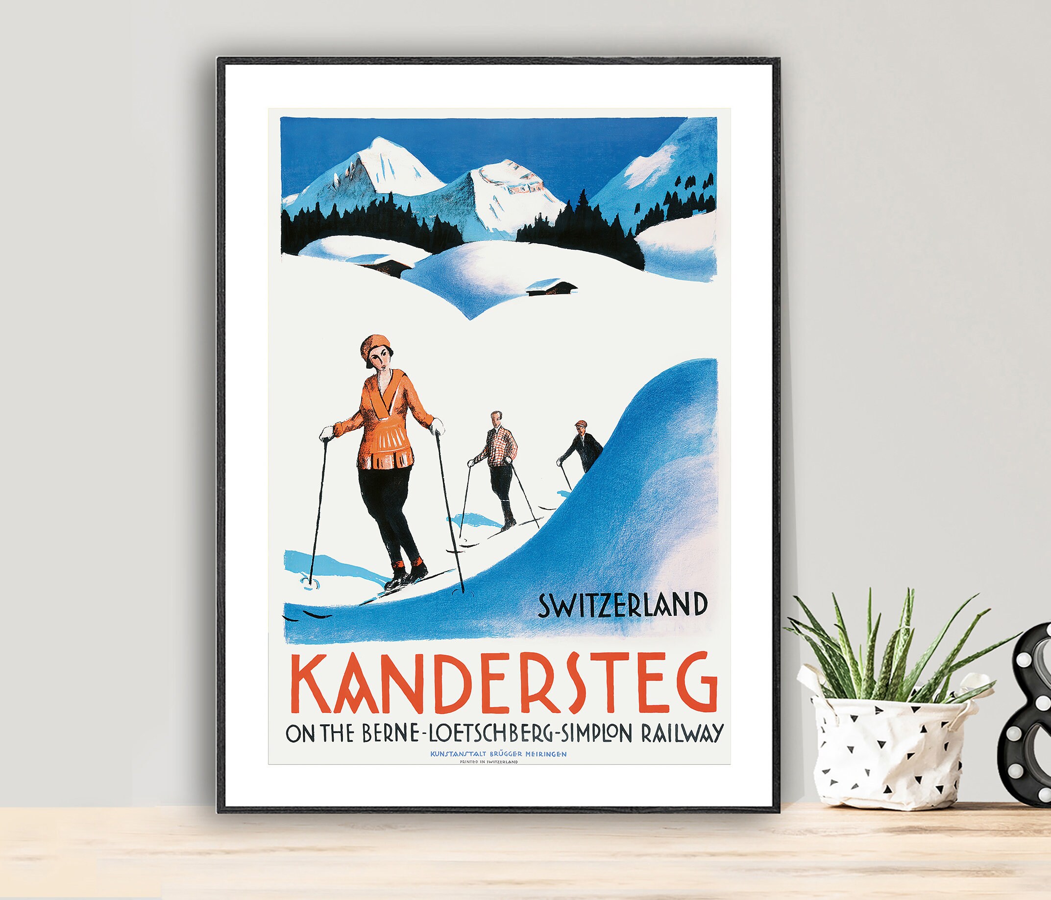 Kandersteg Schweiz Vintage Ski Poster Poster Papier Sticker | Etsy  Österreich