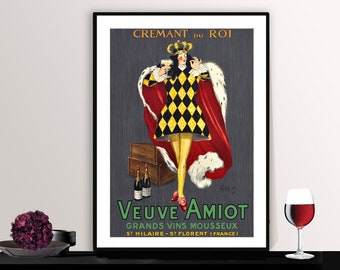 Crémant du Roi Veuve Amiot vintage Food&Drink Poster - Poster Paper or Canvas Print / Gift Idea / Wall Decor