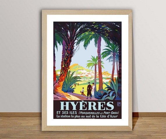 Hyeres France Vintage Travel Poster: French Riviera Art Print