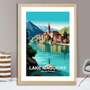 Lake Maggiore, Isola de Pescatori, Italy Travel Poster by Wed - Visit Lake Maggiore, Travel Italy / Gift Idea / Wall Decor