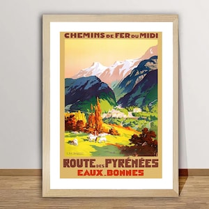 Ruta de los Pirineos, Eaux Bonnes Vintage Travel Poster - Recuerdos de viaje / Idea de regalo / Bien decoración