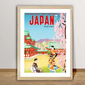 Japan, Spring in Kyoto Vintage Travel Poster - Cherry Blossoms in Japan / Gift for Sakura Lovers, Japan Wall Art