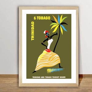 Trinidad Tobago, Caribbean Islands Vintage Travel Poster - Caribbean Islands Poster, Caribbean Wall Art, Gift for Caribbean Lovers