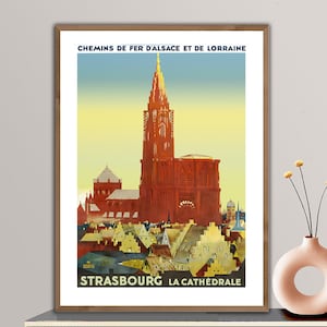 Strasbourg, France Vintage Travel Poster - Poster Paper or Canvas Print / Gift Idea / Wall Decor
