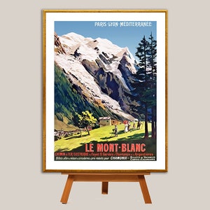 Poster da viaggio vintage Mont Blanc Chemin de Fer Electrique - Carta poster o stampa su tela / Idea regalo / Decorazione da parete