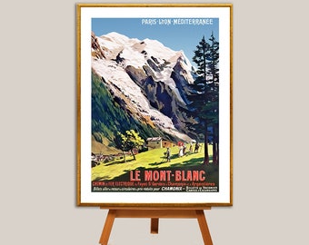 Mont Blanc Chemin de Fer Electrique Vintage Travel Poster - Poster Paper or Canvas Print / Gift Idea / Wall Decor