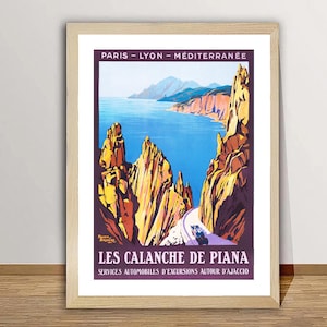 Les Calanche de Piana, Corsica France Vintage Travel Poster - Travel Memories of Corsica / Gift Idea / Wall Decor