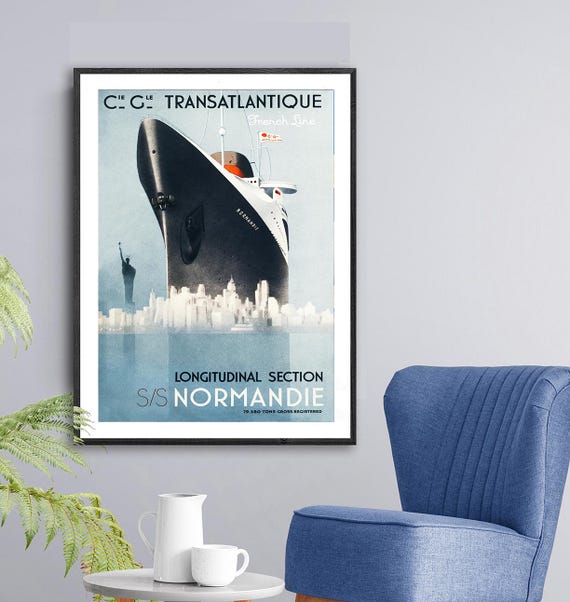 Poster Vintage Corse Transatlantique R48, Affiche 50x70 Cm, Papier Haute Qualité, PostersAndCo