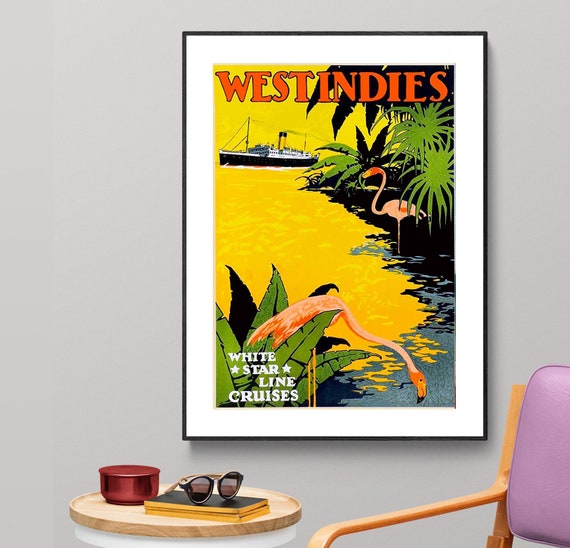 West Indies White Star Line Cruises Vintage Travel Poster - Poster Paper or  Canvas Print / Gift Idea / Wall Decor